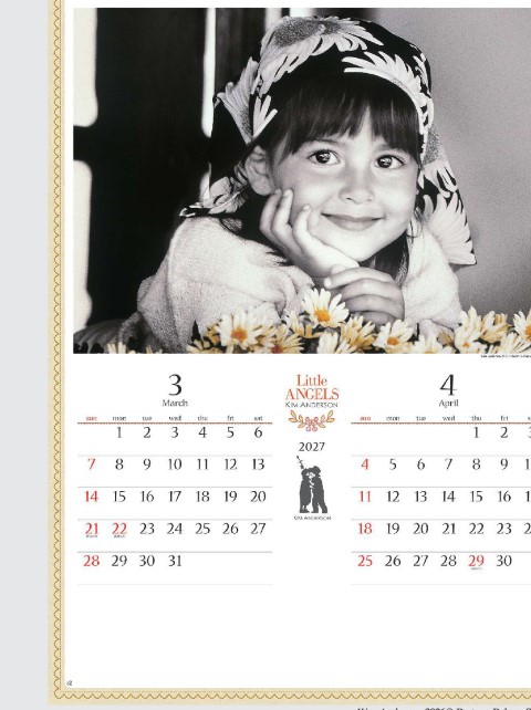 「NK-036 リトルエンジェルス」の画像。写真家キム・アンダーソンによる子どもたちのモノクロ写真を厳選。ノスタルジックなセピア色がお部屋を優しく彩るお洒落な名入れカレンダーです。