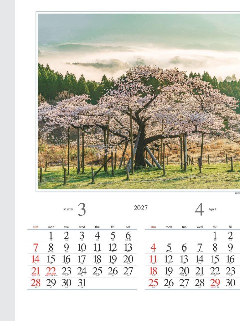 NK-115 四季の朝カレンダー壁掛け 2027年｜ 四季折々の表情豊かな日本の朝の風景を集めた