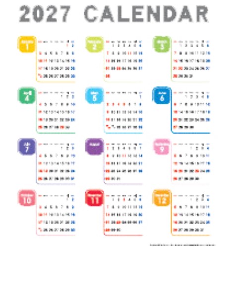 OT-201 A2文字月表カレンダー壁掛け 2027年｜ 大判で見やすいA2サイズ文字月表